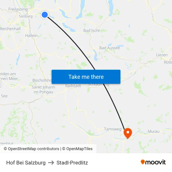 Hof Bei Salzburg to Stadl-Predlitz map