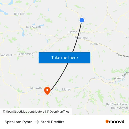 Spital am Pyhrn to Stadl-Predlitz map