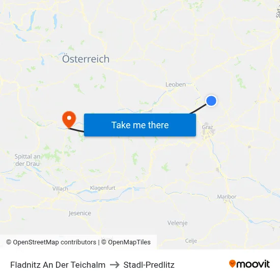 Fladnitz An Der Teichalm to Stadl-Predlitz map