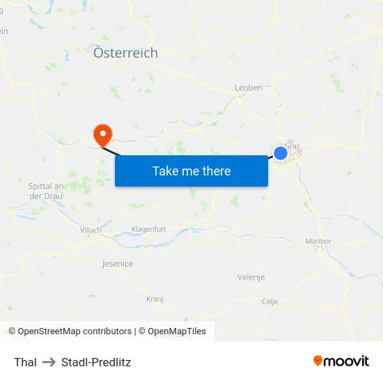 Thal to Stadl-Predlitz map