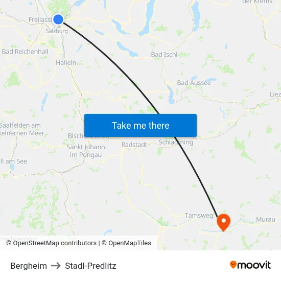 Bergheim to Stadl-Predlitz map