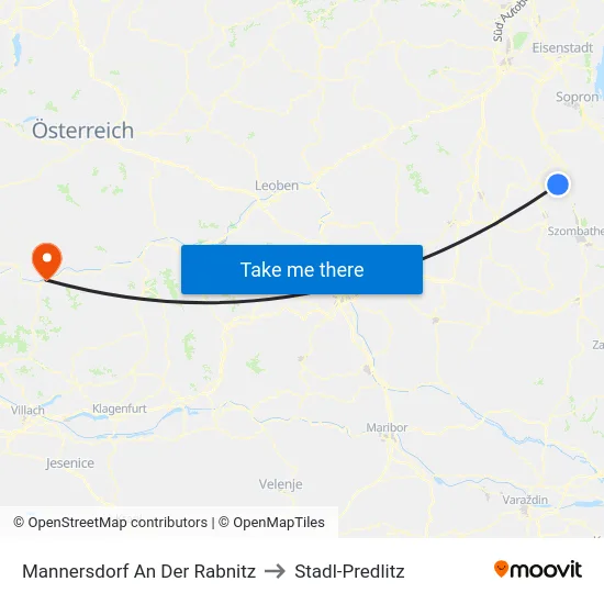 Mannersdorf An Der Rabnitz to Stadl-Predlitz map