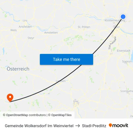 Gemeinde Wolkersdorf Im Weinviertel to Stadl-Predlitz map