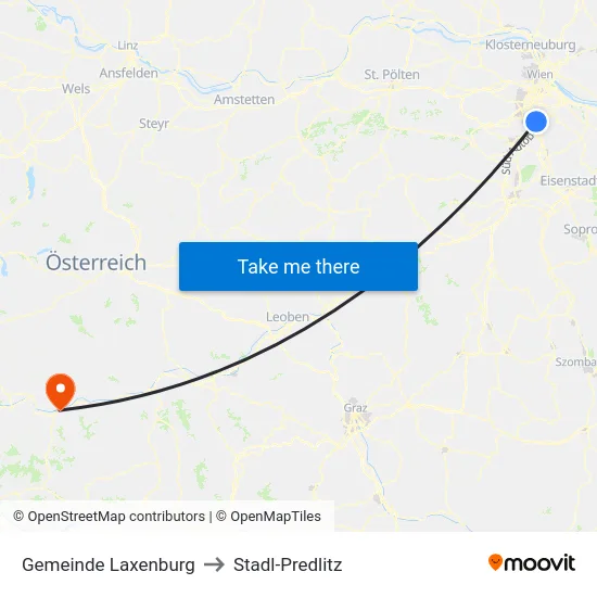 Gemeinde Laxenburg to Stadl-Predlitz map