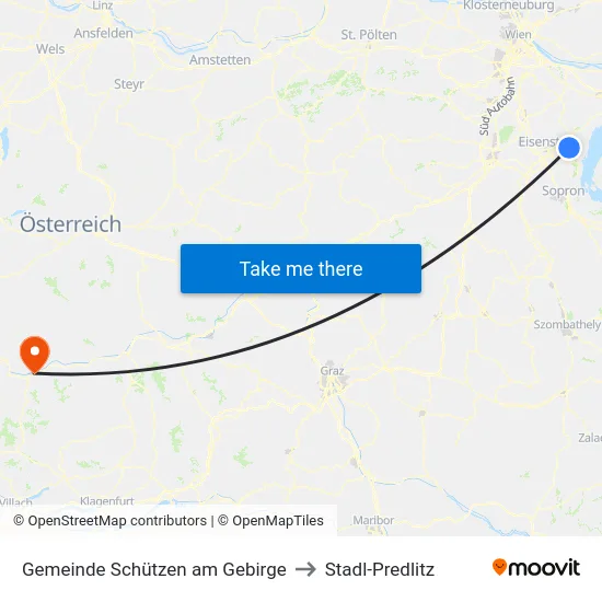 Gemeinde Schützen am Gebirge to Stadl-Predlitz map