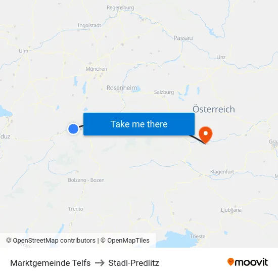 Marktgemeinde Telfs to Stadl-Predlitz map