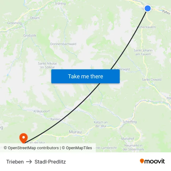 Trieben to Stadl-Predlitz map