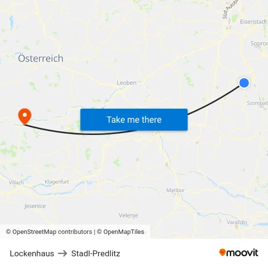 Lockenhaus to Stadl-Predlitz map