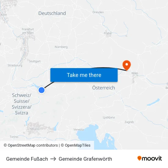 Gemeinde Fußach to Gemeinde Grafenwörth map