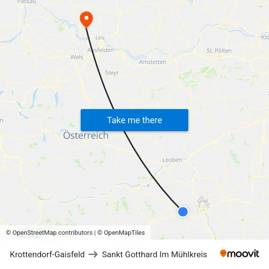 Krottendorf-Gaisfeld to Sankt Gotthard Im Mühlkreis map