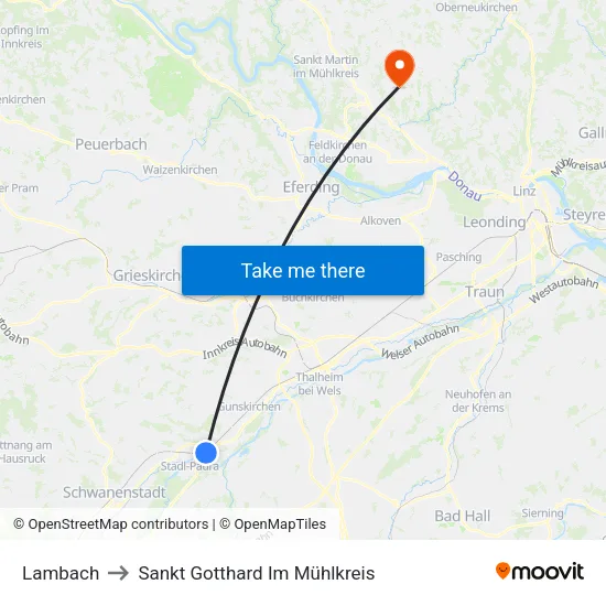 Lambach to Sankt Gotthard Im Mühlkreis map