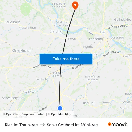 Ried Im Traunkreis to Sankt Gotthard Im Mühlkreis map