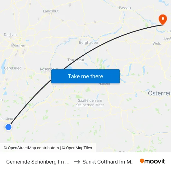 Gemeinde Schönberg Im Stubaital to Sankt Gotthard Im Mühlkreis map