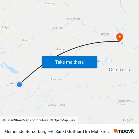 Gemeinde Bürserberg to Sankt Gotthard Im Mühlkreis map