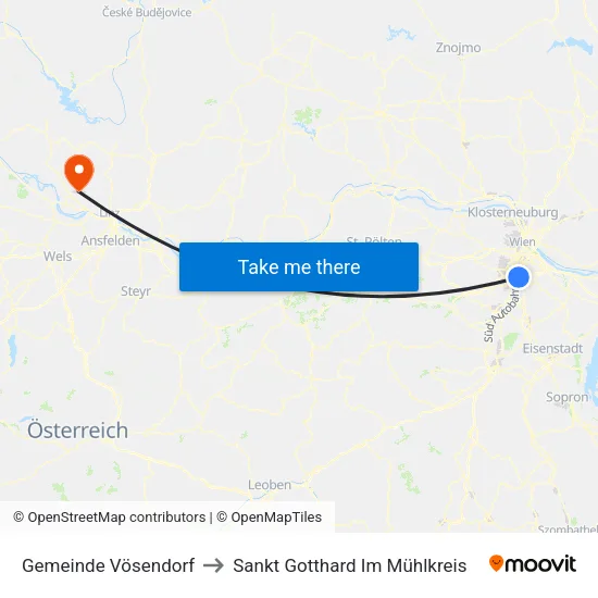 Gemeinde Vösendorf to Sankt Gotthard Im Mühlkreis map