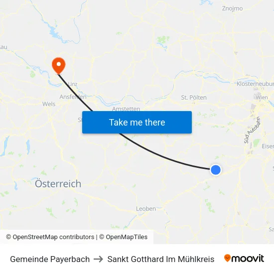 Gemeinde Payerbach to Sankt Gotthard Im Mühlkreis map