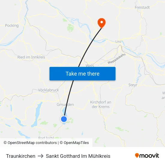 Traunkirchen to Sankt Gotthard Im Mühlkreis map