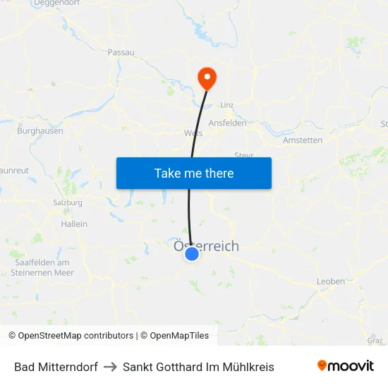 Bad Mitterndorf to Sankt Gotthard Im Mühlkreis map