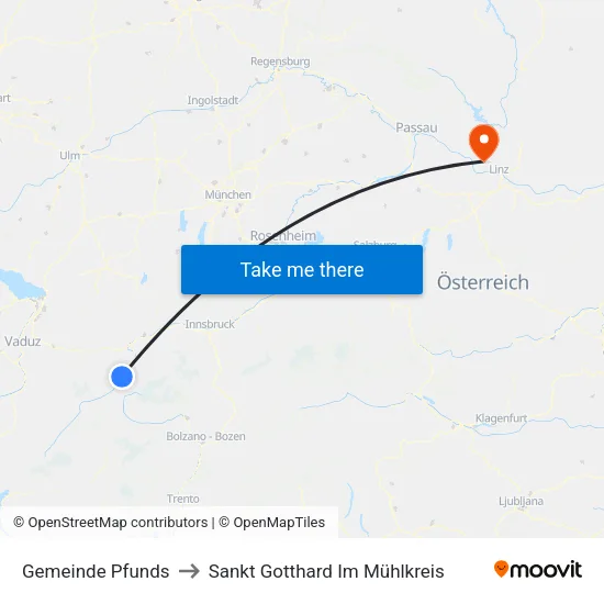 Gemeinde Pfunds to Sankt Gotthard Im Mühlkreis map