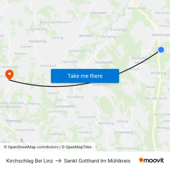Kirchschlag Bei Linz to Sankt Gotthard Im Mühlkreis map