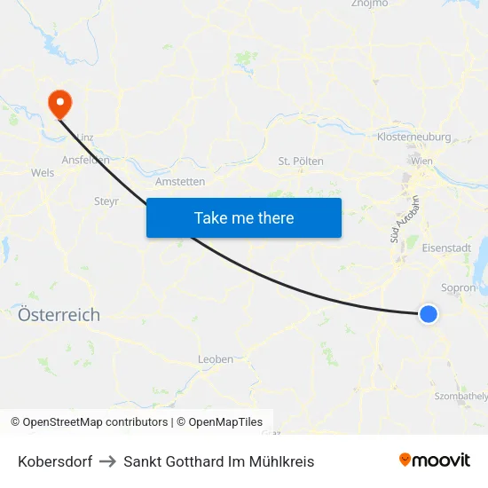 Kobersdorf to Sankt Gotthard Im Mühlkreis map
