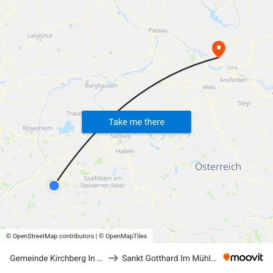 Gemeinde Kirchberg In Tirol to Sankt Gotthard Im Mühlkreis map