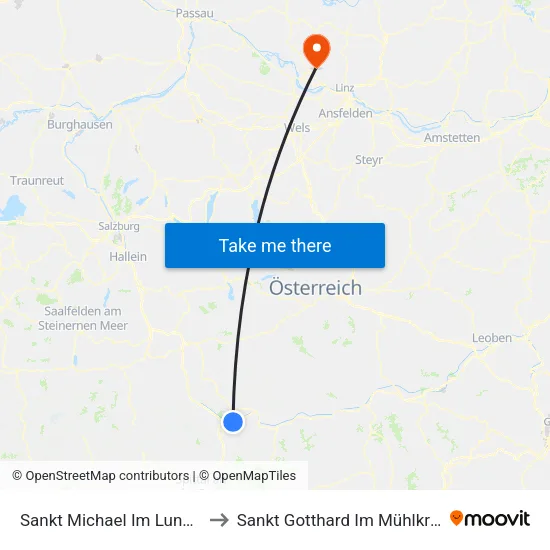 Sankt Michael Im Lungau to Sankt Gotthard Im Mühlkreis map