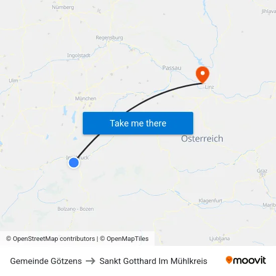 Gemeinde Götzens to Sankt Gotthard Im Mühlkreis map