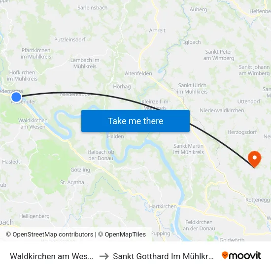 Waldkirchen am Wesen to Sankt Gotthard Im Mühlkreis map