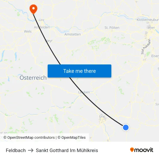 Feldbach to Sankt Gotthard Im Mühlkreis map