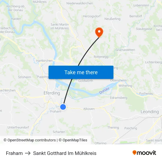Fraham to Sankt Gotthard Im Mühlkreis map