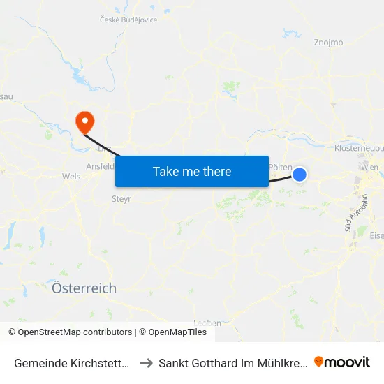 Gemeinde Kirchstetten to Sankt Gotthard Im Mühlkreis map
