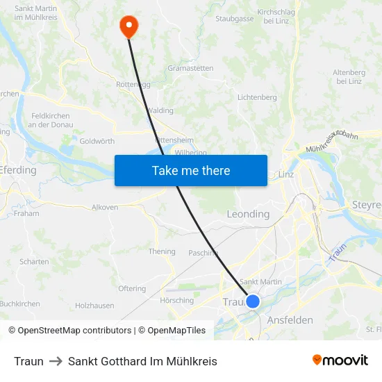 Traun to Sankt Gotthard Im Mühlkreis map