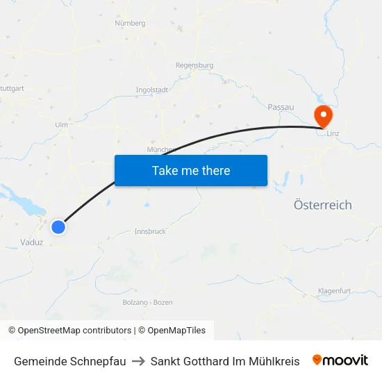 Gemeinde Schnepfau to Sankt Gotthard Im Mühlkreis map