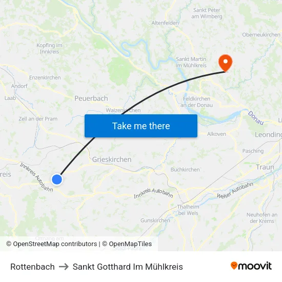 Rottenbach to Sankt Gotthard Im Mühlkreis map