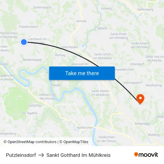 Putzleinsdorf to Sankt Gotthard Im Mühlkreis map