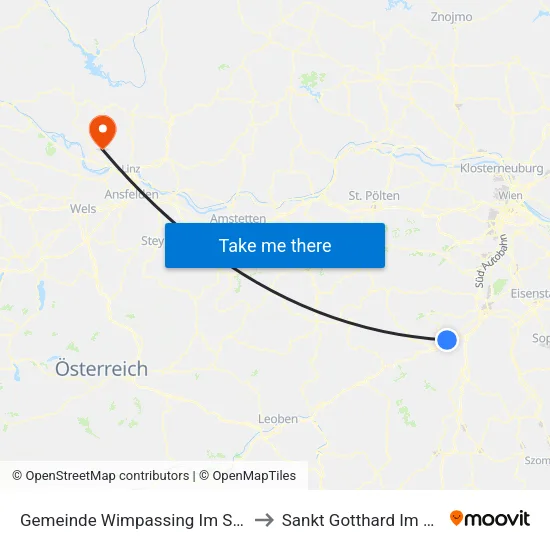 Gemeinde Wimpassing Im Schwarzatale to Sankt Gotthard Im Mühlkreis map