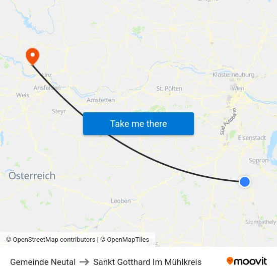 Gemeinde Neutal to Sankt Gotthard Im Mühlkreis map