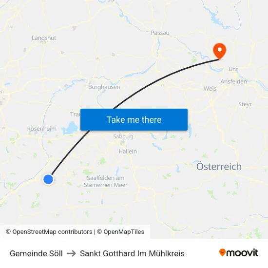 Gemeinde Söll to Sankt Gotthard Im Mühlkreis map