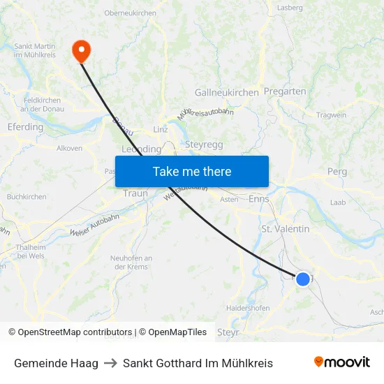 Gemeinde Haag to Sankt Gotthard Im Mühlkreis map