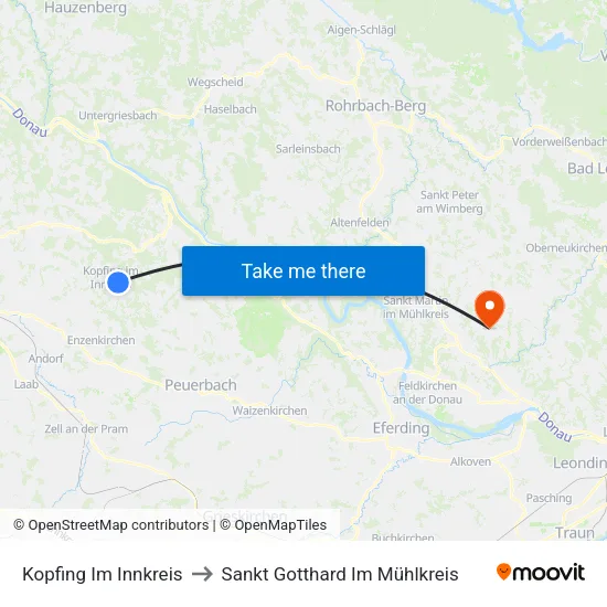 Kopfing Im Innkreis to Sankt Gotthard Im Mühlkreis map