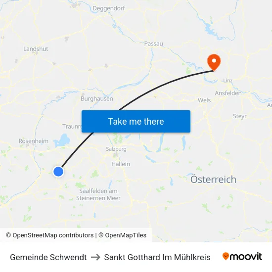 Gemeinde Schwendt to Sankt Gotthard Im Mühlkreis map