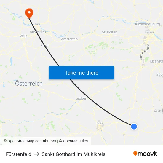 Fürstenfeld to Sankt Gotthard Im Mühlkreis map