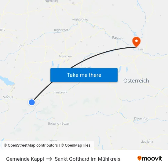 Gemeinde Kappl to Sankt Gotthard Im Mühlkreis map