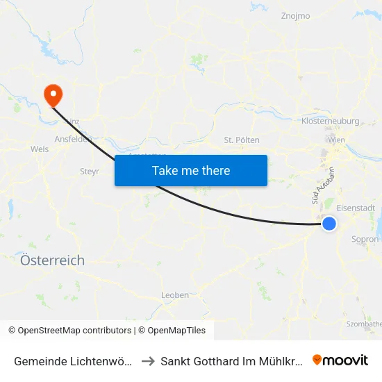 Gemeinde Lichtenwörth to Sankt Gotthard Im Mühlkreis map