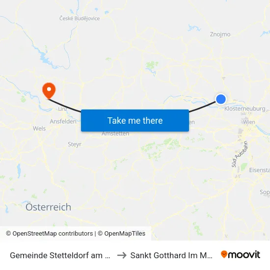 Gemeinde Stetteldorf am Wagram to Sankt Gotthard Im Mühlkreis map