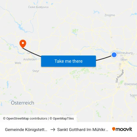 Gemeinde Königstetten to Sankt Gotthard Im Mühlkreis map