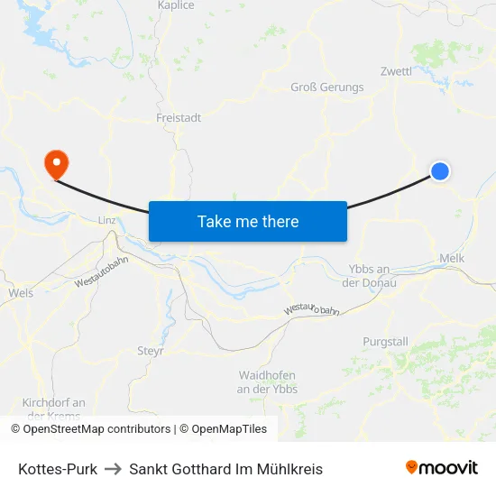 Kottes-Purk to Sankt Gotthard Im Mühlkreis map
