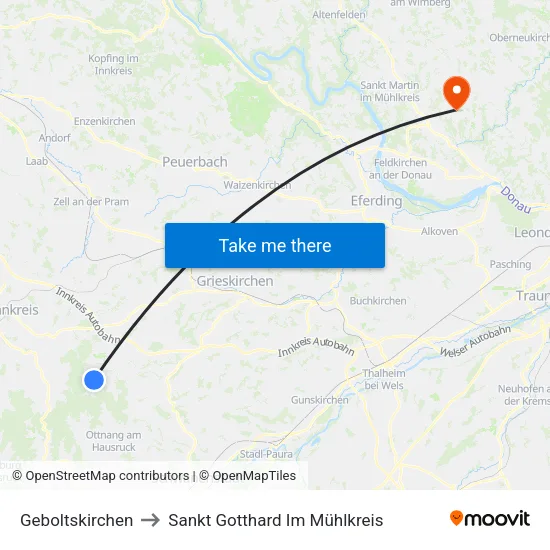 Geboltskirchen to Sankt Gotthard Im Mühlkreis map