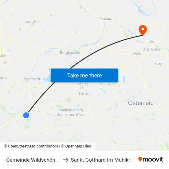 Gemeinde Wildschönau to Sankt Gotthard Im Mühlkreis map